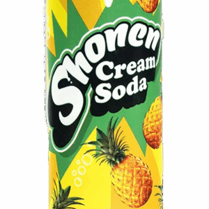 Can of Shonen Pineapple Cream Soda featuring tropical pineapple flavor with a smooth, creamy finish, crafted with real cane sugar.